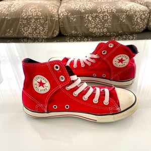 Chuck Taylor Converse Red Easy Slip Hi Tops Jr. U.S. size 5